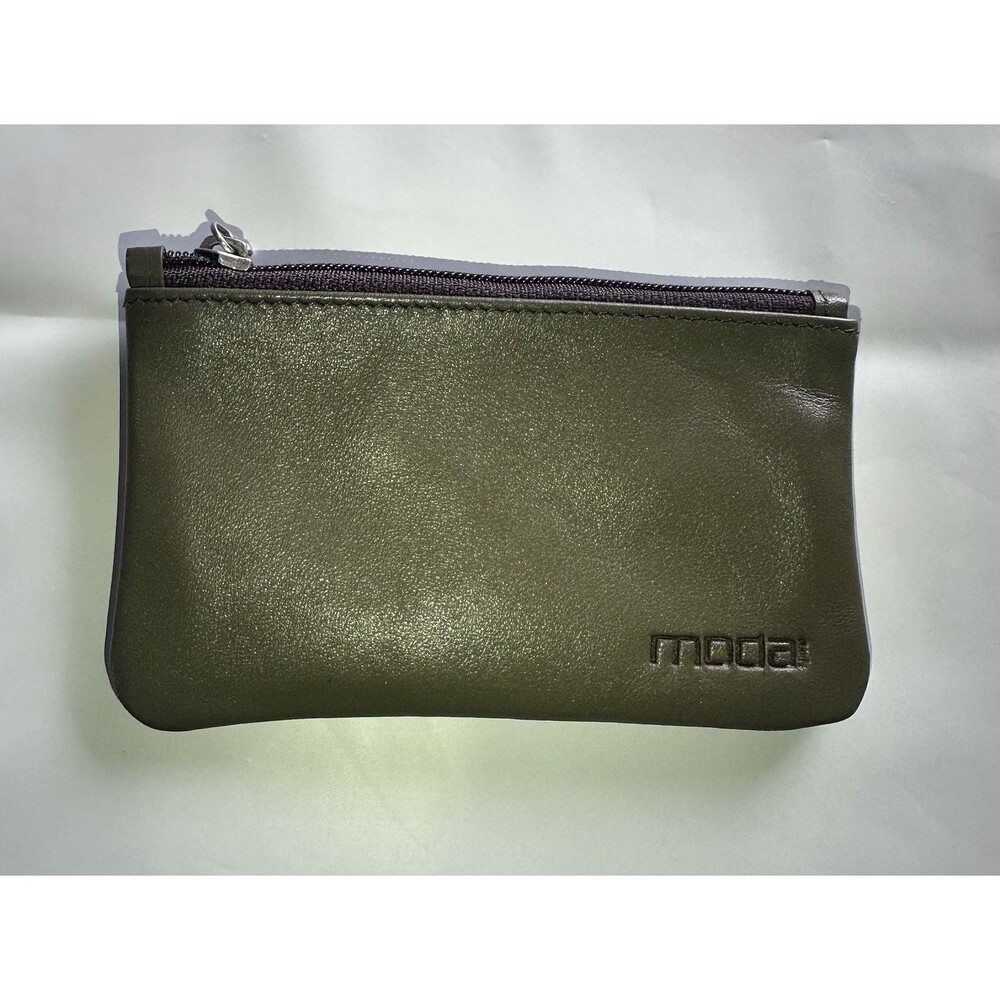 Moda Spana Minimalist Leather Green Coin Pouch